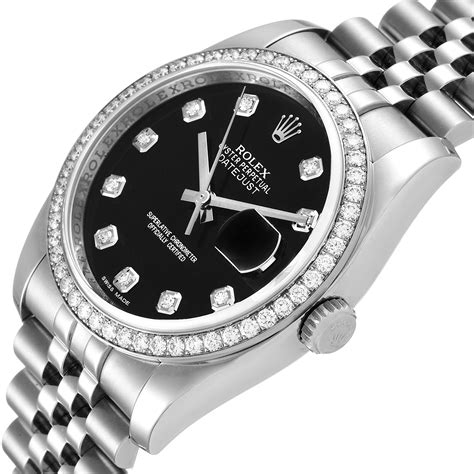 rolex 1603 bezel|Rolex Datejust 36 Black Dial Diamond Bezel Serviced 1973.